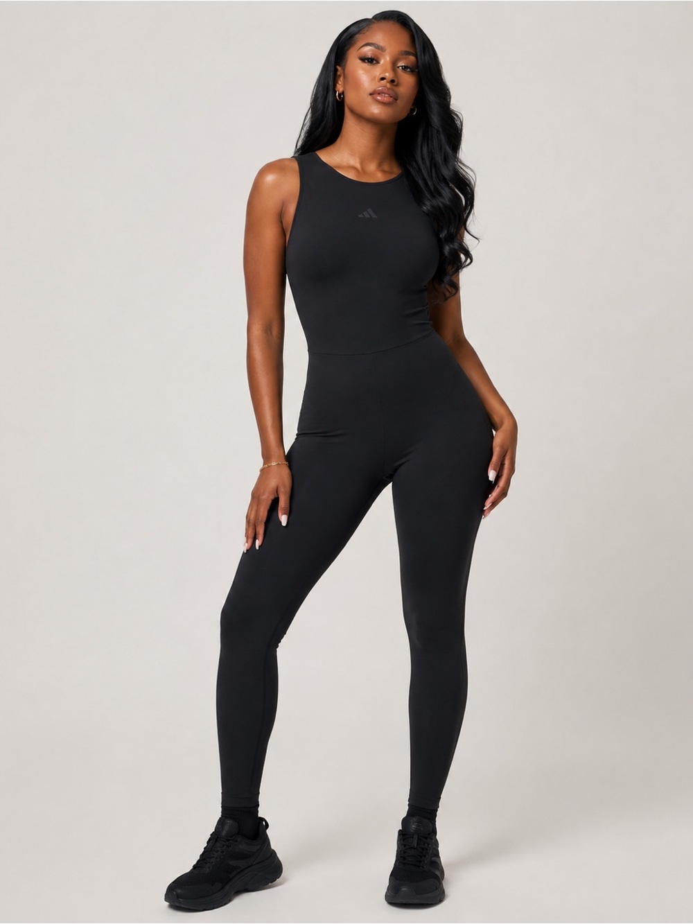 adidas Black Sleeveless High-Rise Jumpsuit